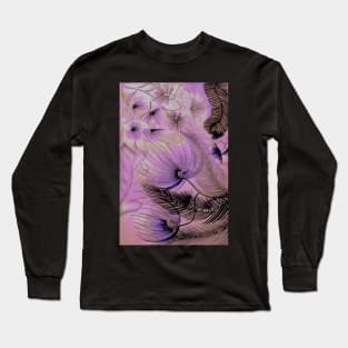 lilac dusty purple tropical palms flowers deco poster art Long Sleeve T-Shirt